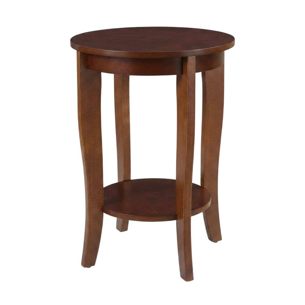 Angle. FurniFact - Mahogany Round End Table with Shelf for Classic and Transitional Styles - Brown.