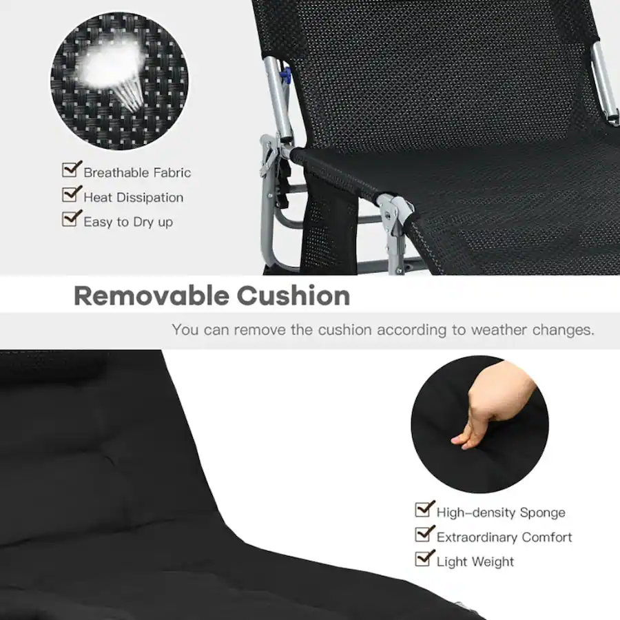 Pefilos Patio Lounge Chair, 4 Fold Oversize Padded Folding Lounge Chair ...