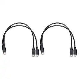 Unique Bargains - 2pcs Type C 2-in-1 Splitter Charging Cable Cord 11.8" for USB-C Devices - Black