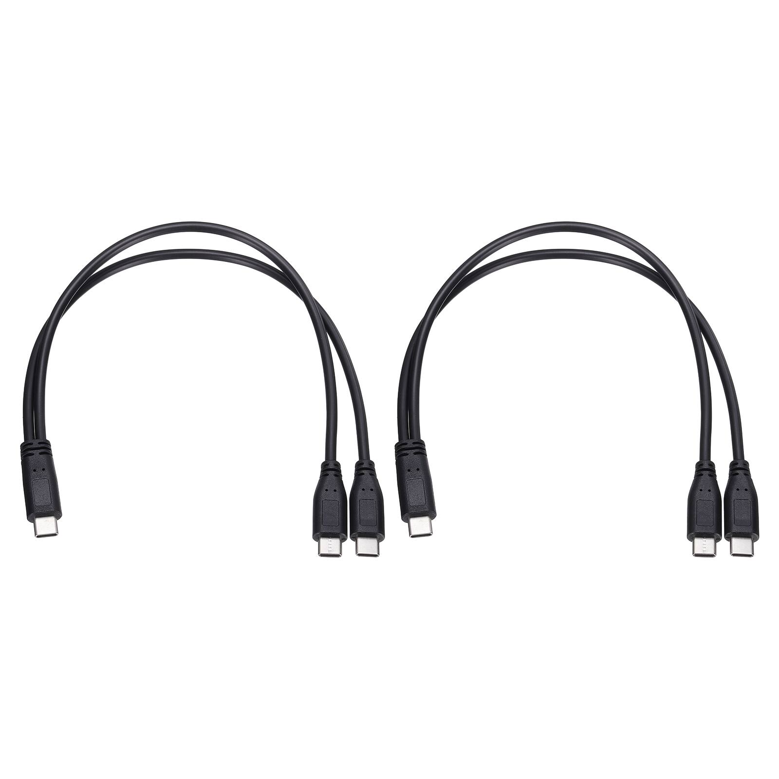 Front. Unique Bargains - 2pcs Type C 2-in-1 Splitter Charging Cable Cord 11.8" for USB-C Devices - Black.