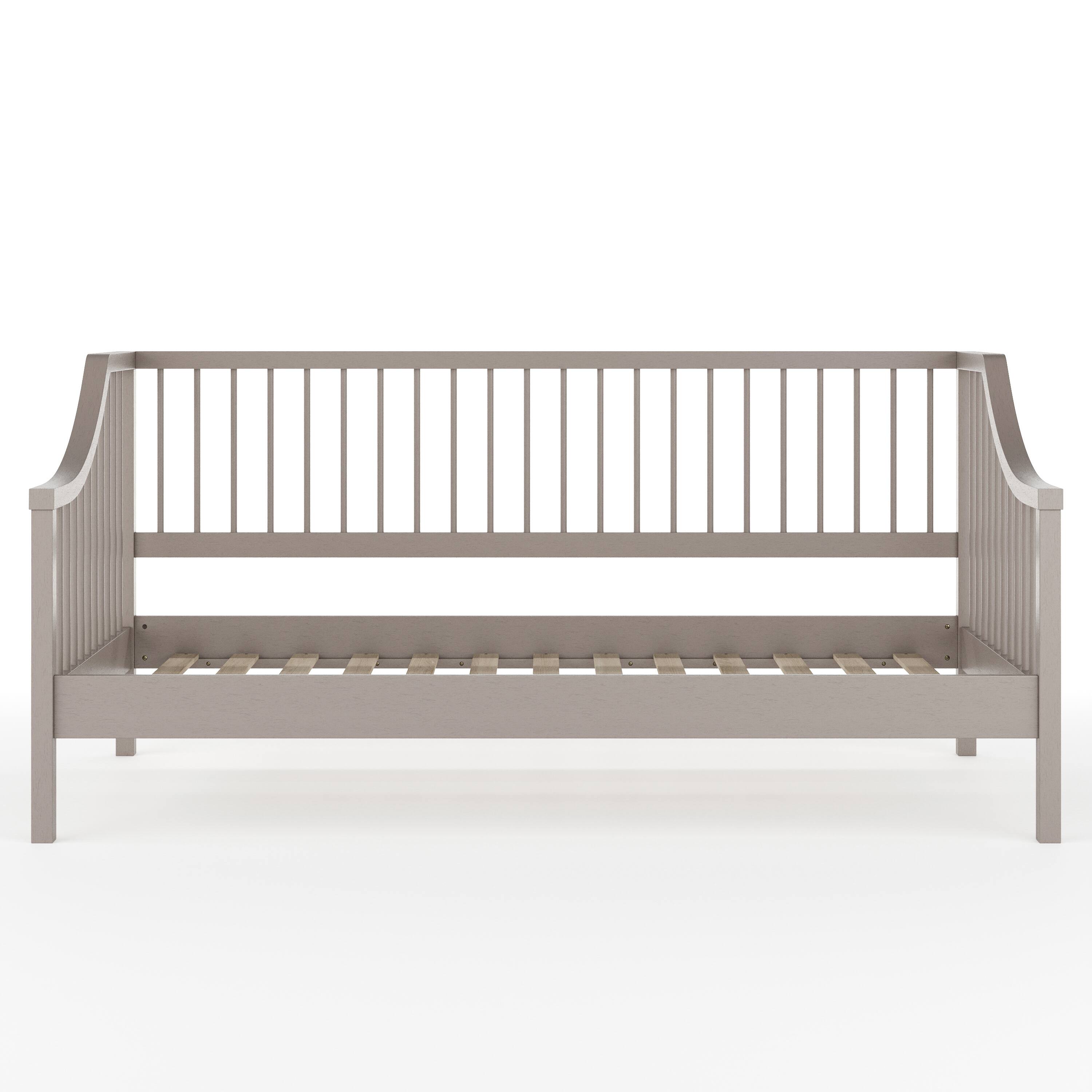 Alt View 18. Martha Stewart - Neely Wooden Twin Size Platform Daybed with Spindles and Wood Slat Foundation - Gray.
