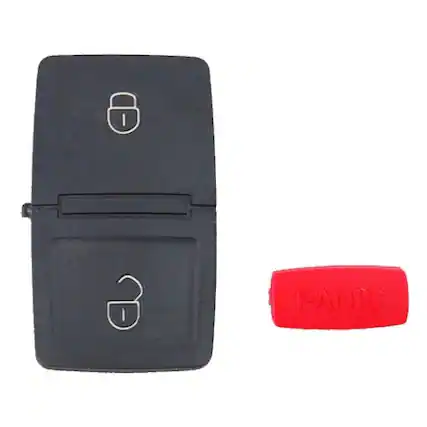 Front. HQRP - Key Fob Button Pad Insert - 2 Buttons + Panic for Seat Ibiza 2002-2006 Folding Flip Remote - Black.