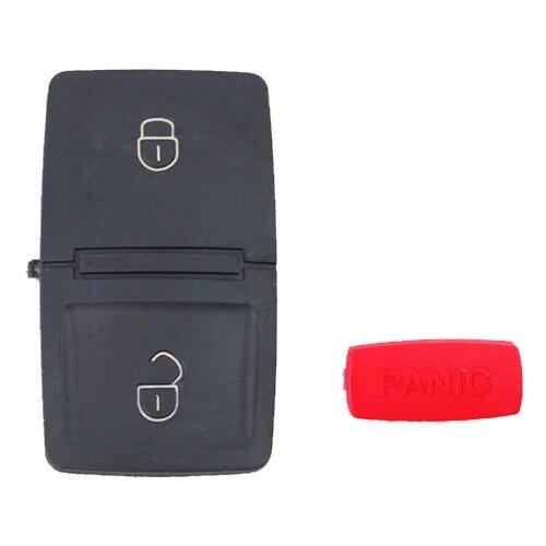 Front. HQRP - Key Fob Button Pad Insert - 2 Buttons + Panic for Seat Ibiza 2002-2006 Folding Flip Remote - Black.