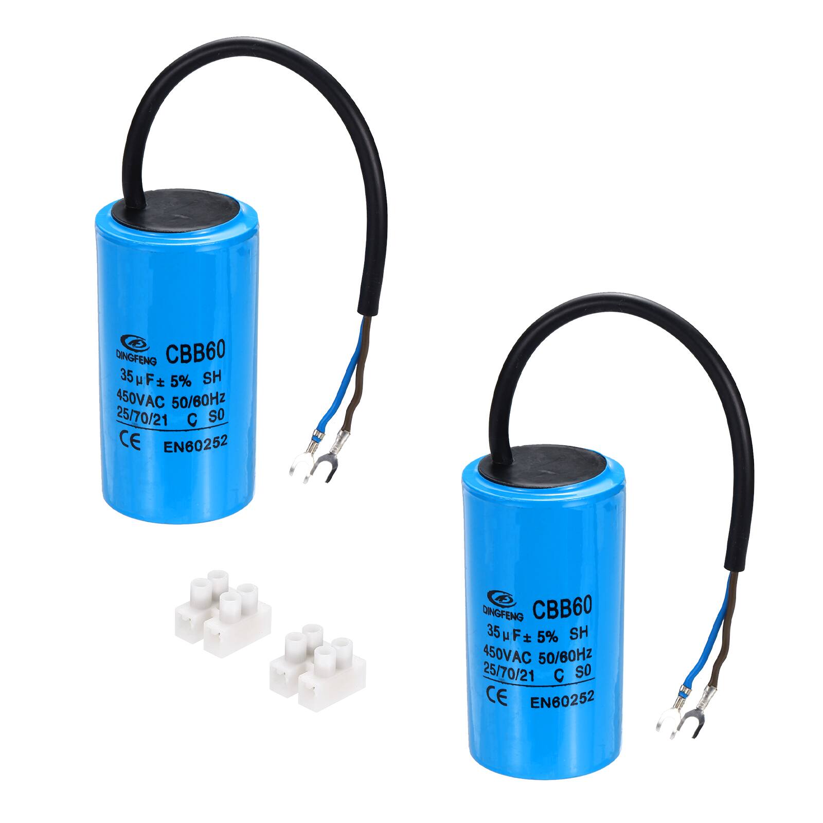 Unique Bargains - 2pcs 35uF CBB60 Running Capacitor, AC 450V 2 Wires 50/60Hz Cylinder 94x50mm for Air Compressor, Washing Machines - Blue price history on PriceWatchPro