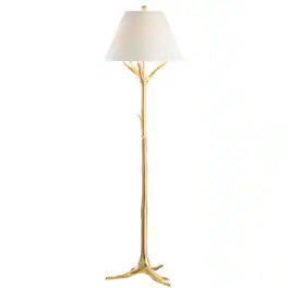 Jonathan Y - Arbor 63.5" Faux Bois Resin LED Floor Lamp - Gold leaf