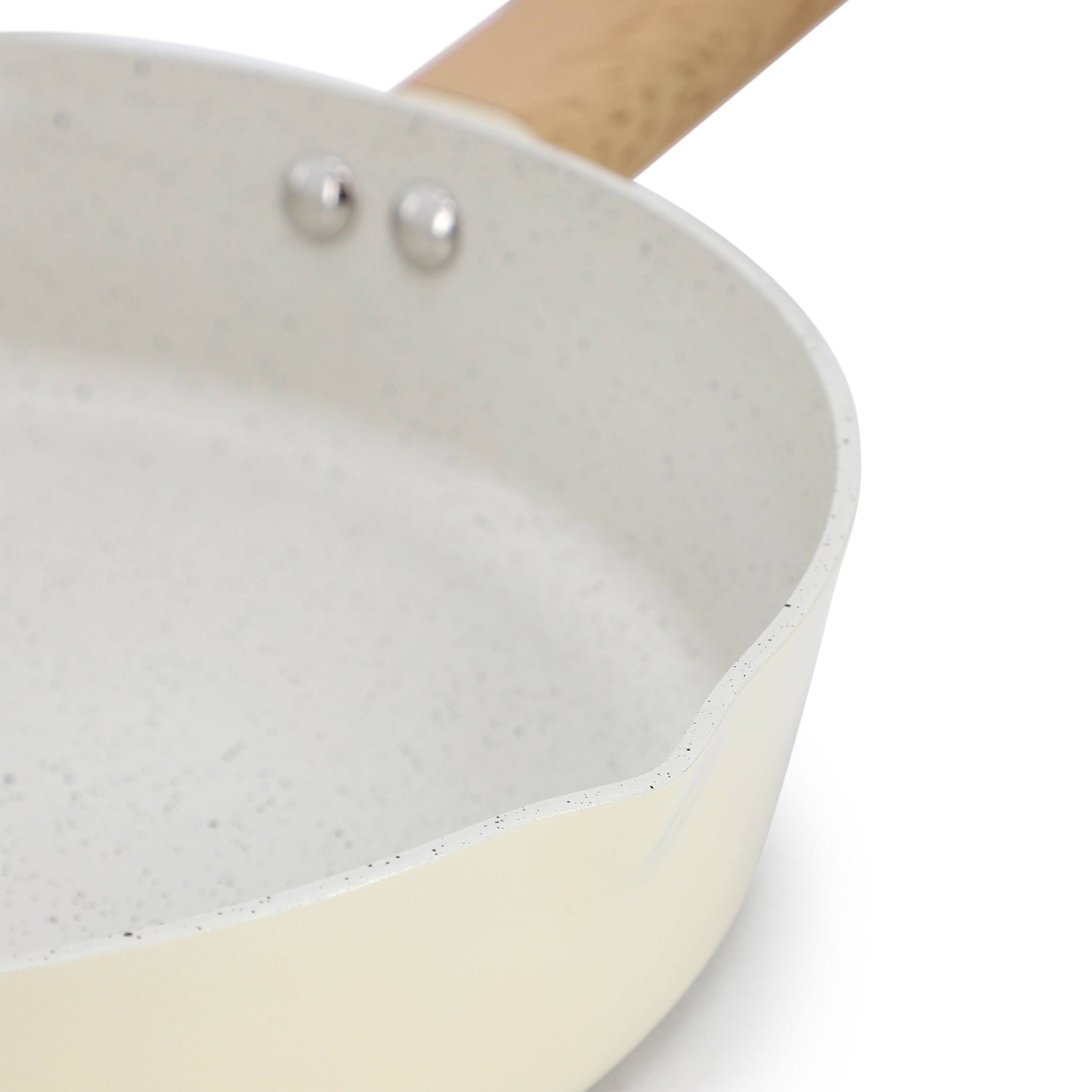 Alt View 3. Gibson - Gibson Home Marbleton Ceramic Nonstick Alumium 9.5 Inch Frying Pan in Cream - Cream.