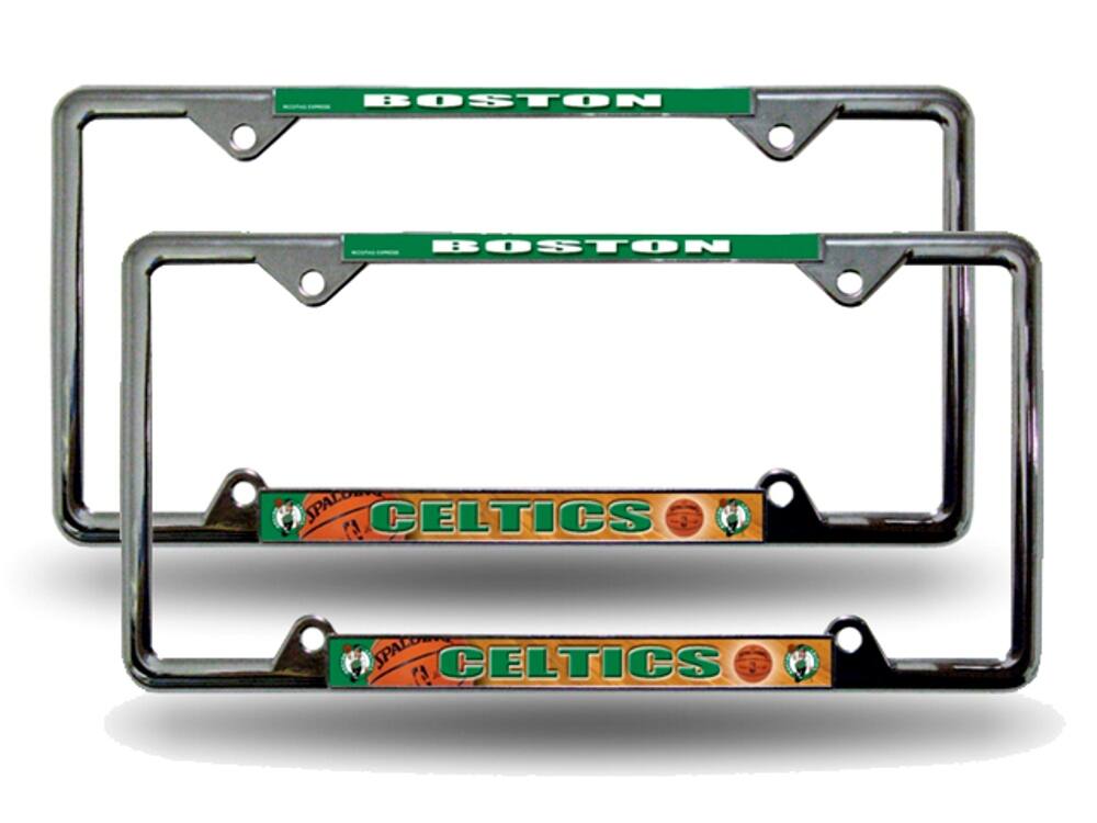 Boston Celtics NBA EZ View Chrome Metal License Plate Frame - Set of 2