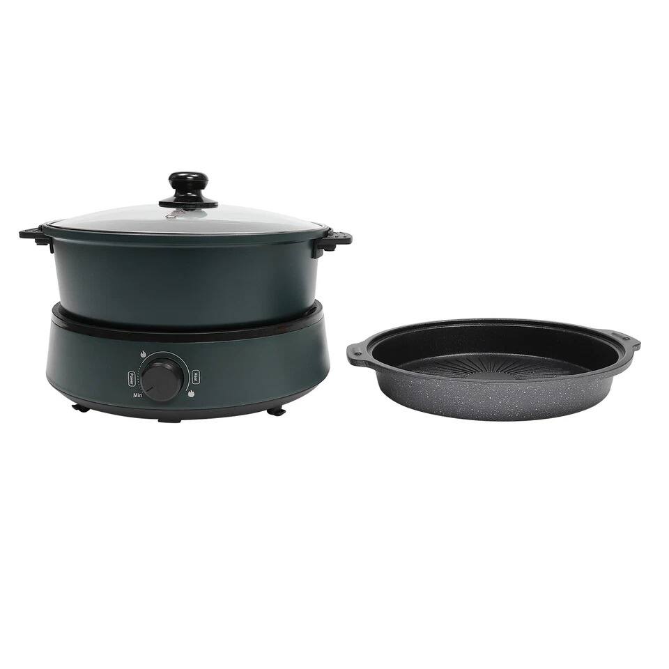 Alt View 3. Home Collection - 1350W Electric Hot Pot Portable Multi Function Skillet Cooker - Green.
