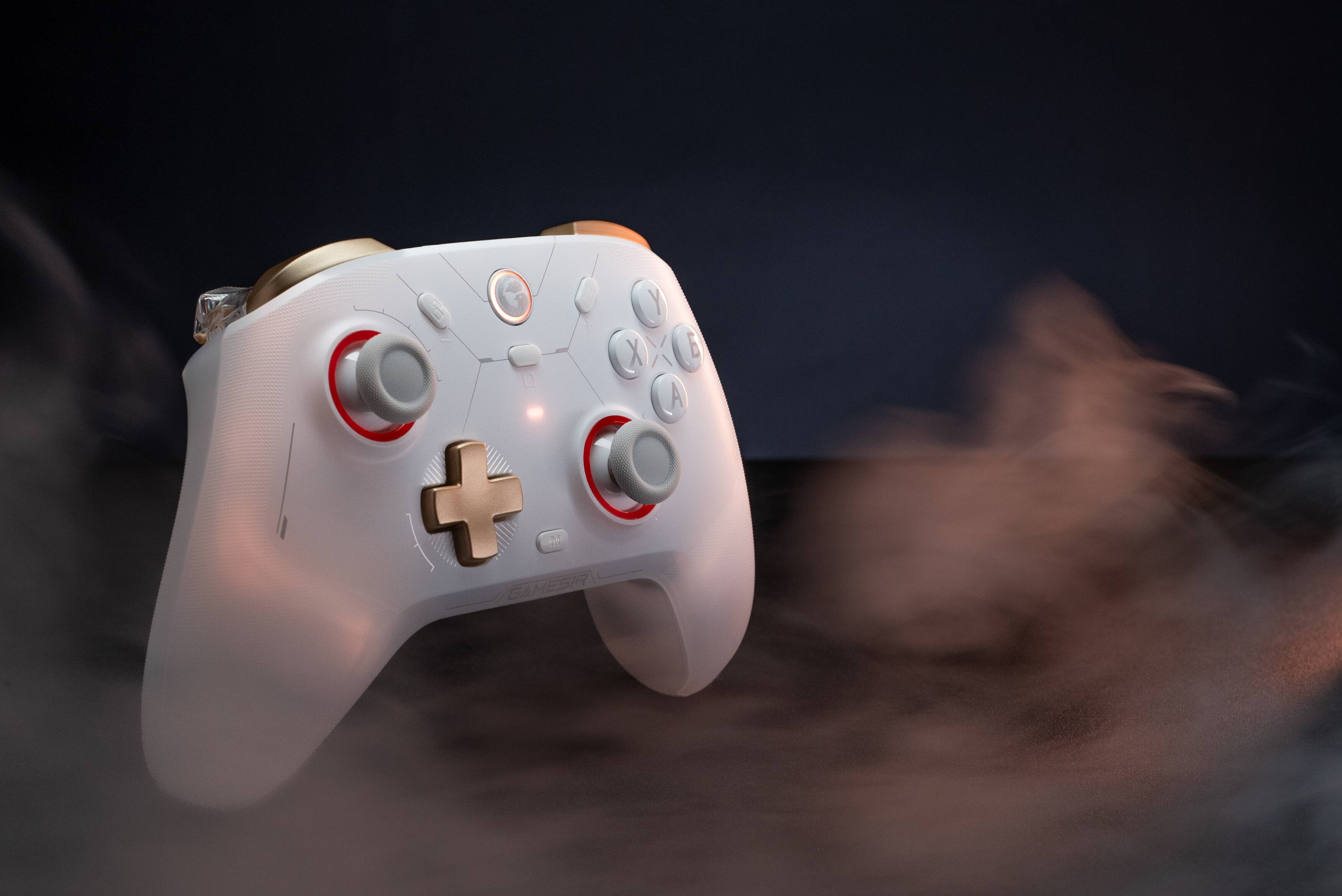 Alt View 12. GameSir - Cyclone 2 Pro Wireless Controller for Switch, PC, Steam, Android, iOS, PC, Mag-Res TMR Sticks, Hall Effect Triggers, RGB - White.