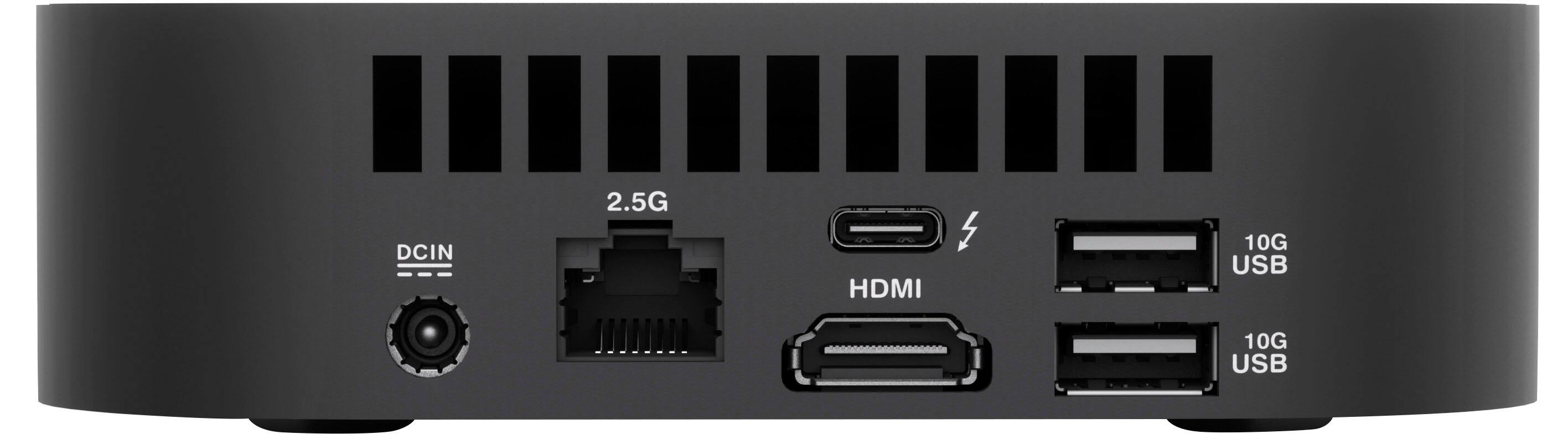 The text on the image reads: "DCIN 2.5G HDMI $10G USB 10G USB A." This text is likely describing the features and specifications of the device. The device has a DCIN port, which is a 2.5G HDMI port, and it also has two USB ports, one of which is a 10G USB port. The price of the device is $10G.