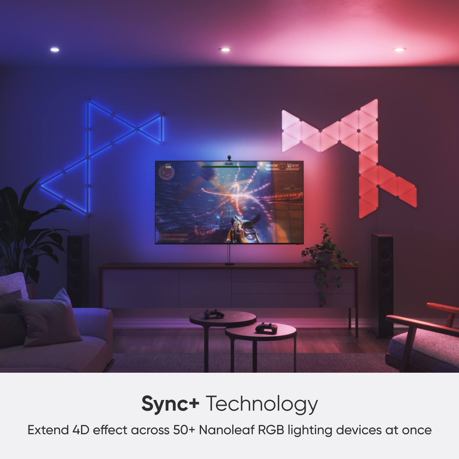 Sync+ Technology Extend 4D effect across 50+ Nanoleaf RGB lighting devices at once.