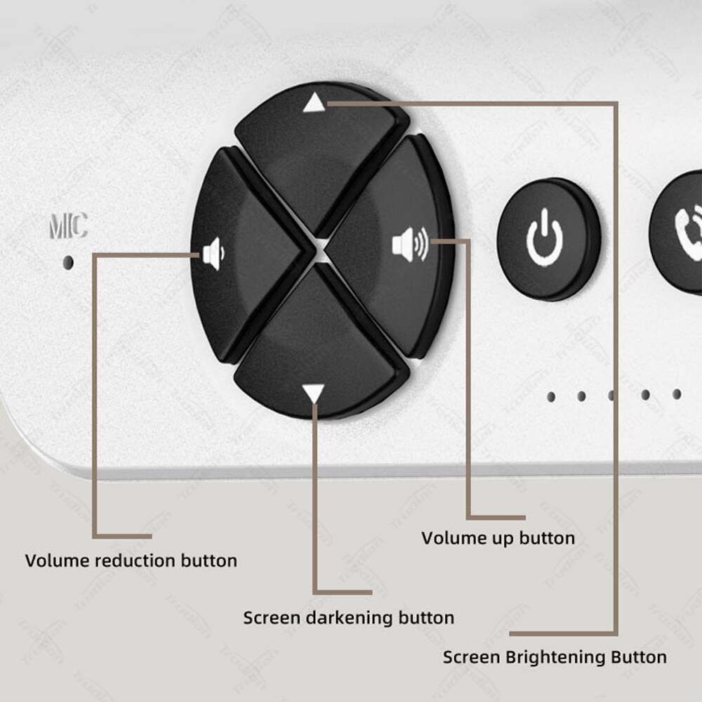 MIC  
Volume reduction button  
Volume up button  
Screen darkening button  
Screen Brightening Button