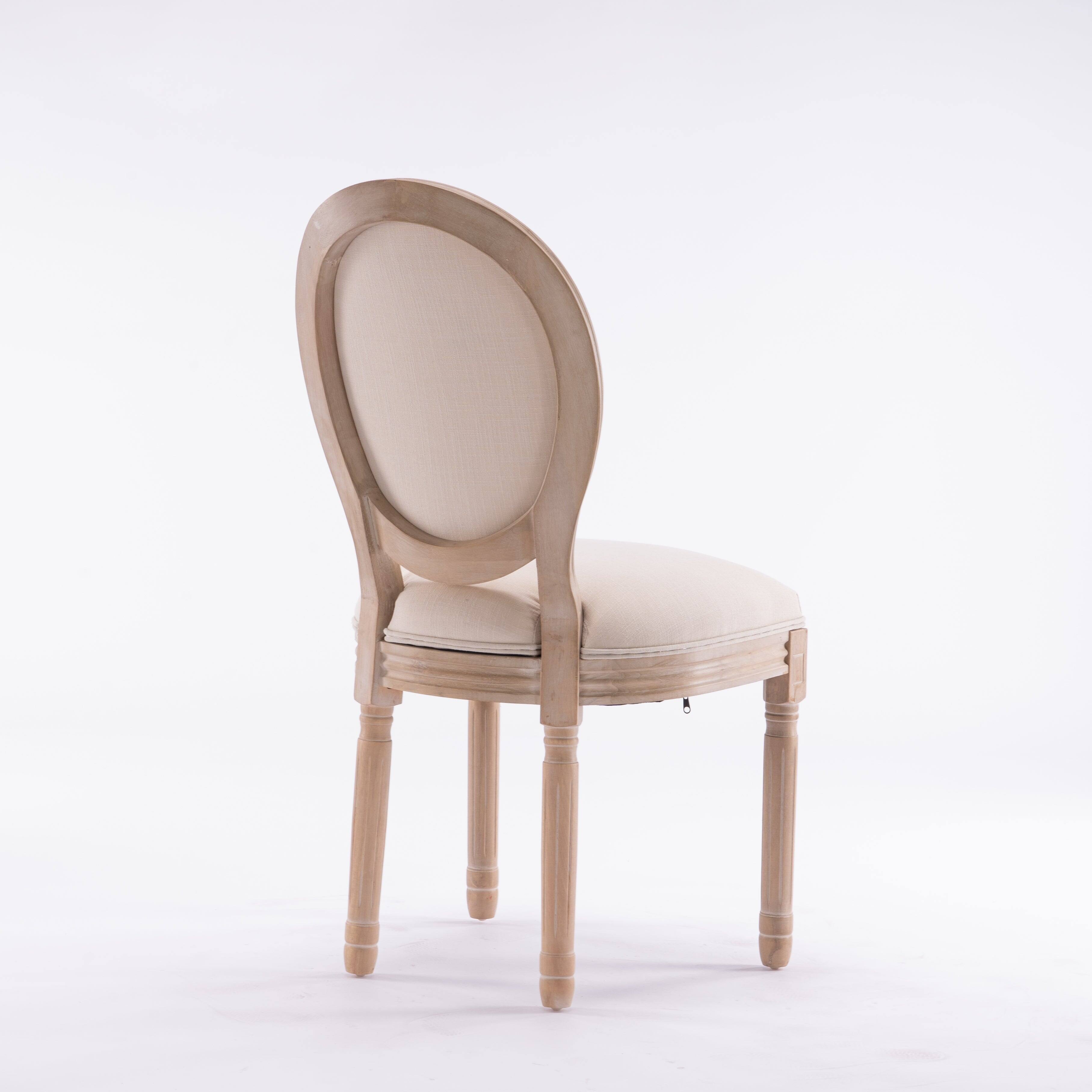 Alt View 7. Boyel Living - Cream French Style Solid Wood Frame Linen Fabric Oval Back Dining Chair Set of 2 - Beige.