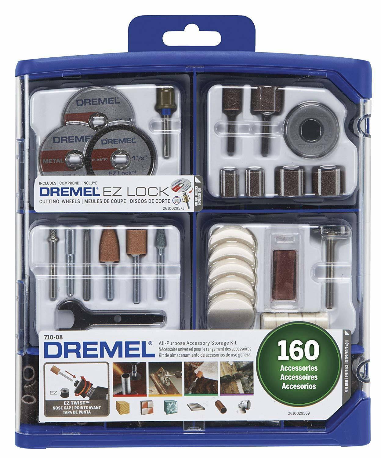 DREMEL DREMEL METAL PLASTIC 11/2" EZ Lock INCLUDES | COMPREND INCLUYE DREMEL EZ LOCK CUTTING WHEELS MEULES DE COUPE DISCOS DE CORTE 2610029571 : BtR 710-08 All-Purpose Accessory Storage Kit DREMEL Necessaire universel pour le rangement des accessoires Kit de almacenamiento de accesorios de uso general 160 Accessories Accessoires Accesorios DESPRENDERAQUI ICI PELERIC KE PEIL EZ TWIST NOSE CAP - POINTE AVANT TAPA DE PUNTA 2610029569