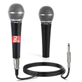 Pyle - PDMIC58X2 Professional Dynamic Microphone, 2-Pack Handheld Mic with Pop Filter, 15 ft XLR Audio Cable - Black