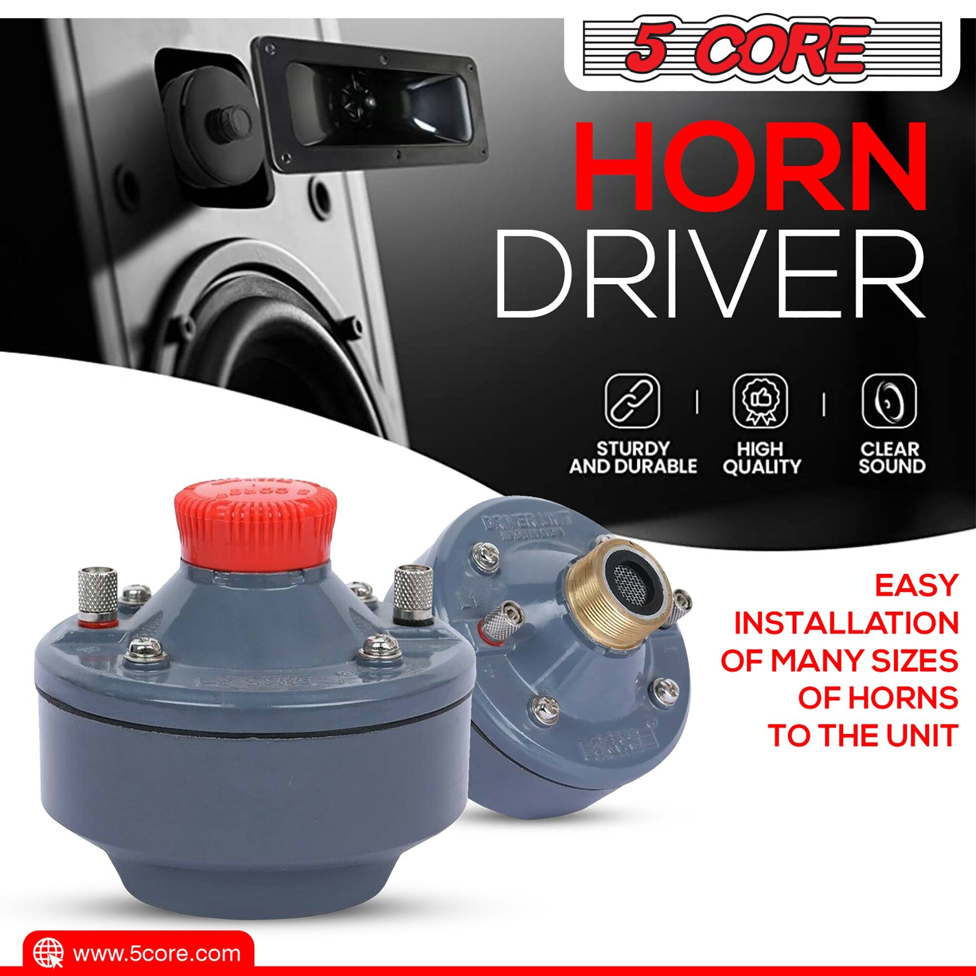 5 Core Horn Driver: Sturdy, High-Quality, Clear Sound, Easy Installation of Many Sizes of Horns to the Unit. Visit www.5core.com.