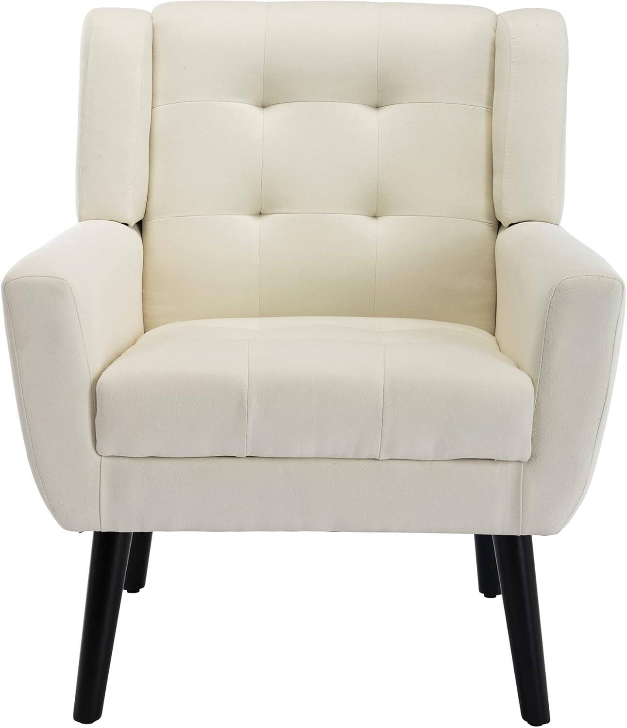 Alt View 3. Trinkets Crazed - Midcentury Modern Accent Chair with Arms, Upholstered Fabric Reading Side Chair - beige.
