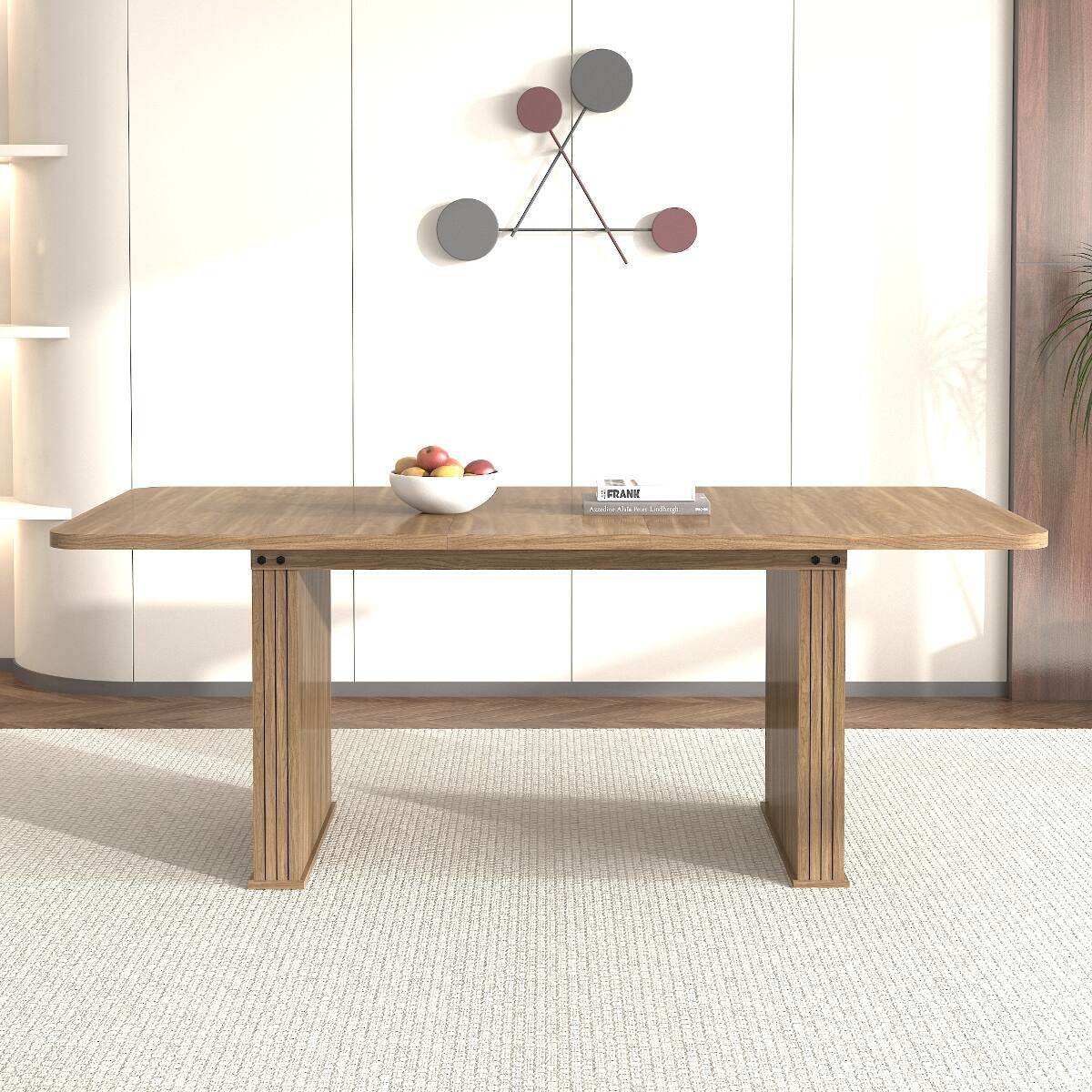 Loheer Extendable Dining Table, Modern Wood Table for 6 to 10 People ...