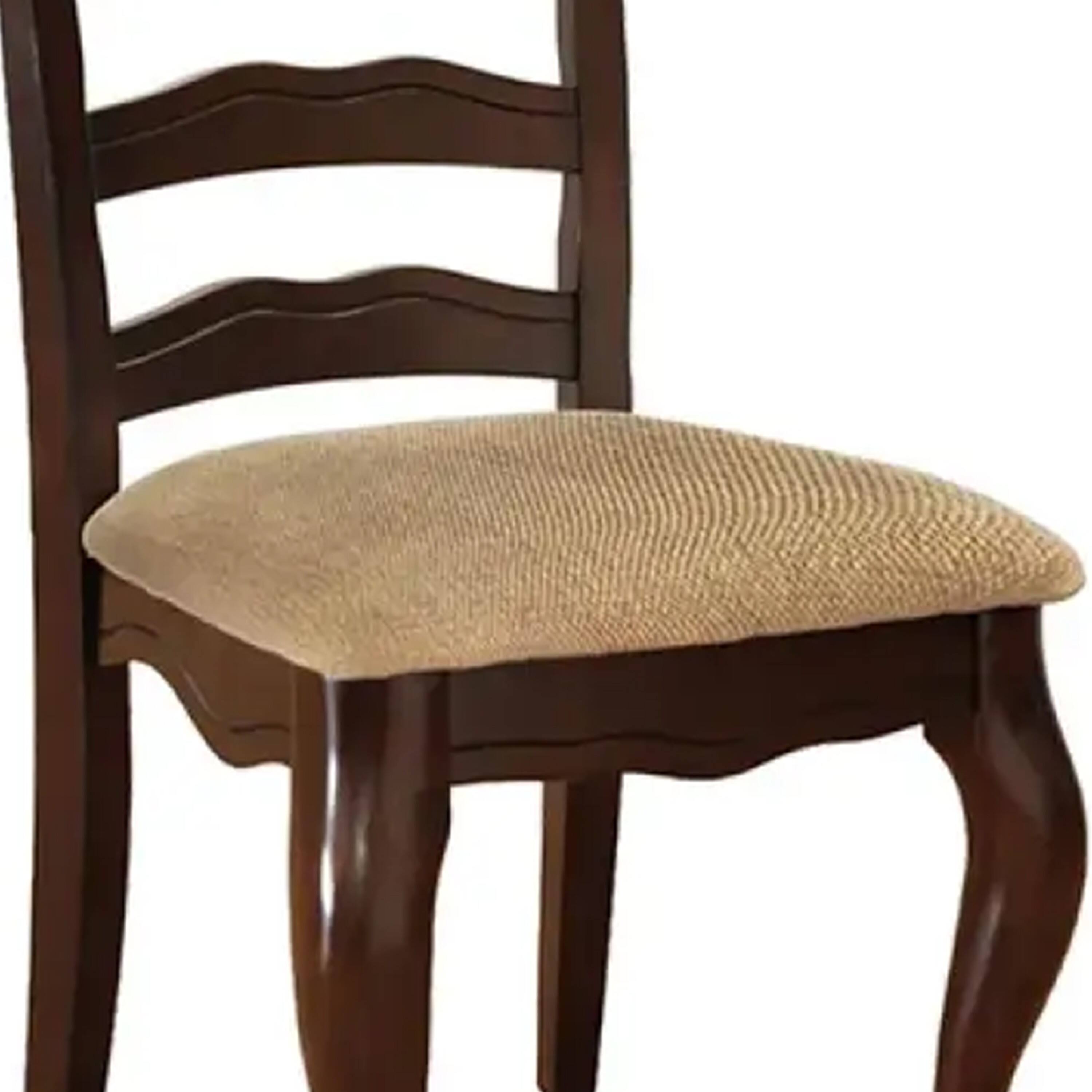 Alt View 3. Manhattan Lane - Viny 7pc Dining Table Set with 6 Fabric Chairs, Dark Walnut Solid Wood - Dark Walnut Brown.