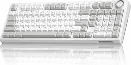HESVAP - Silent Mechanical Keyboard, 96% 99-Key Triple-Mode Wireless, Hot-Swappable, RGB, 10000mAh Battery - Gray/White