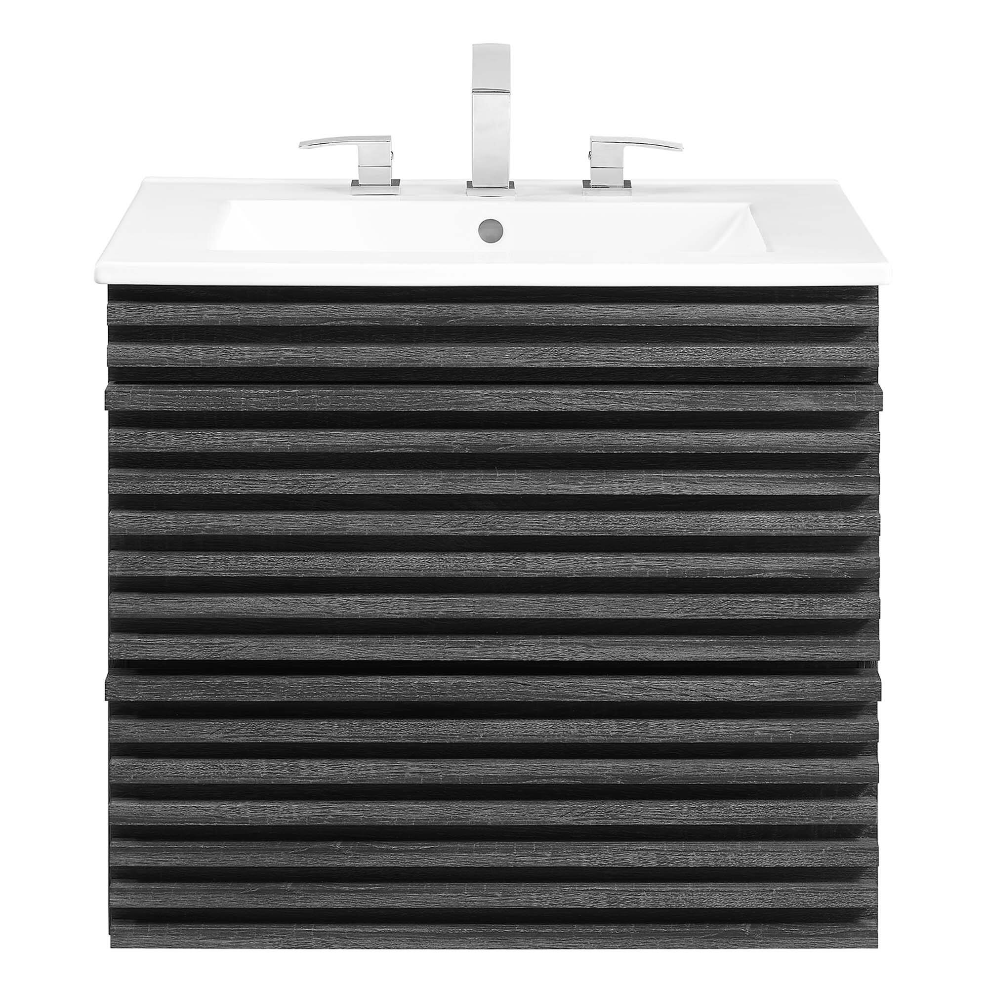 Alt View 2. Modway - Render Wall-Mount Bathroom Vanity with White Basin Included - Charcoal White.