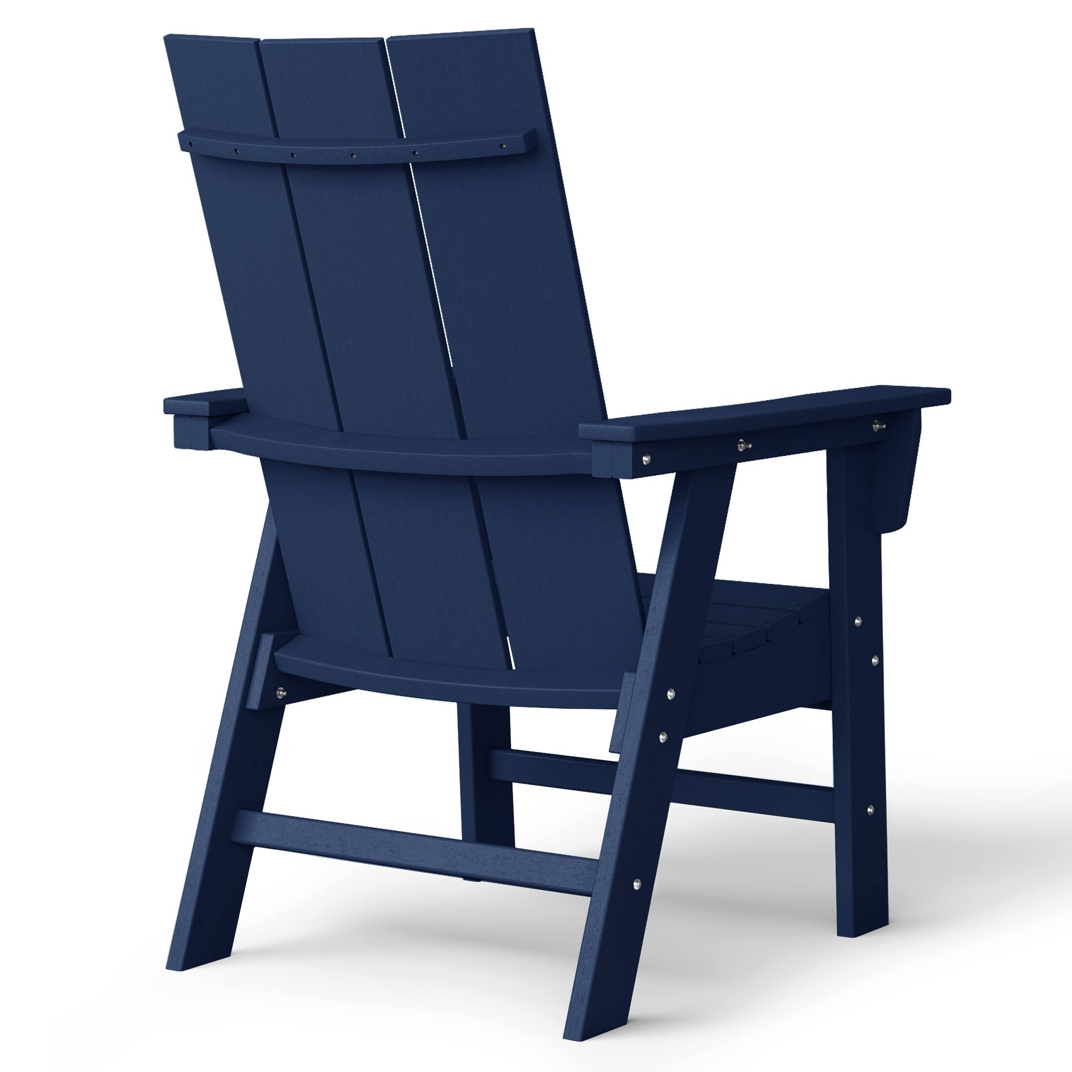 Left. WestinTrends - WestinTrends Ashore Outdoor Patio HDPE Plastic Modern Adirondack Dining Chair - Navy Blue.