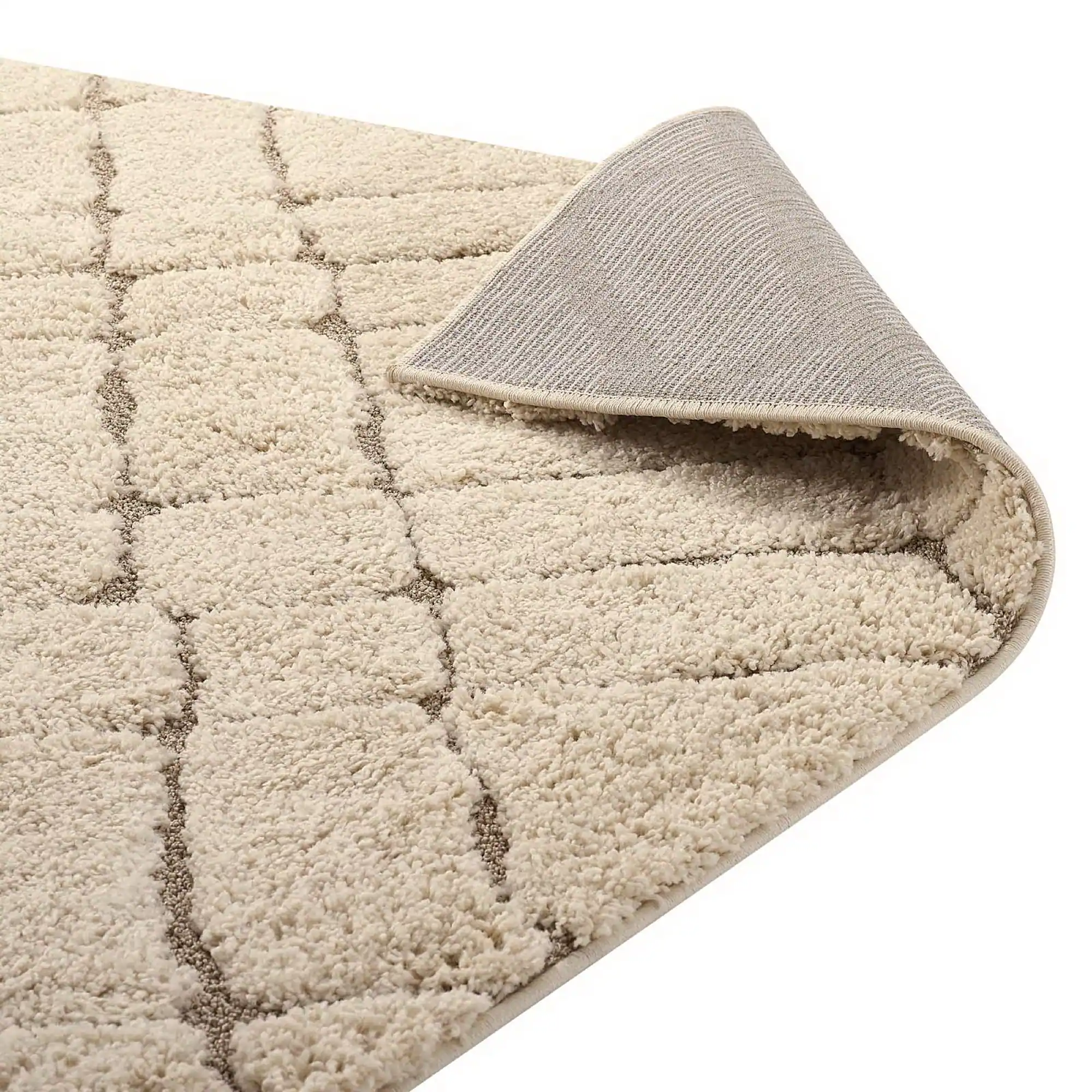 Alt View 3. Modway - Jubilant Verona Abstract Geometric Shag Area Rug - Creame and Beige.