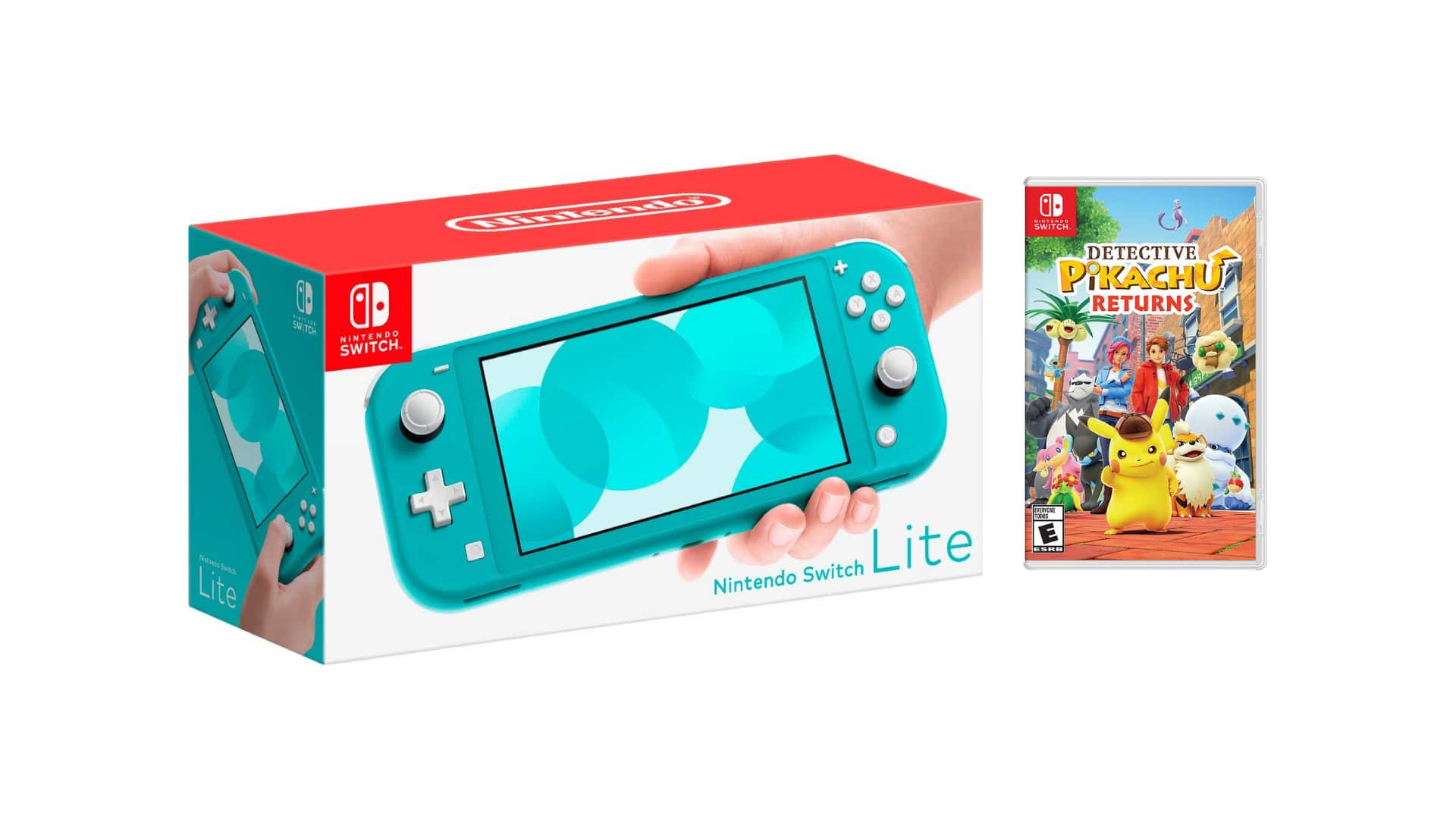Switch Lite Turquoise + Detective Pikachu Returns Bundle - Nintendo Switch