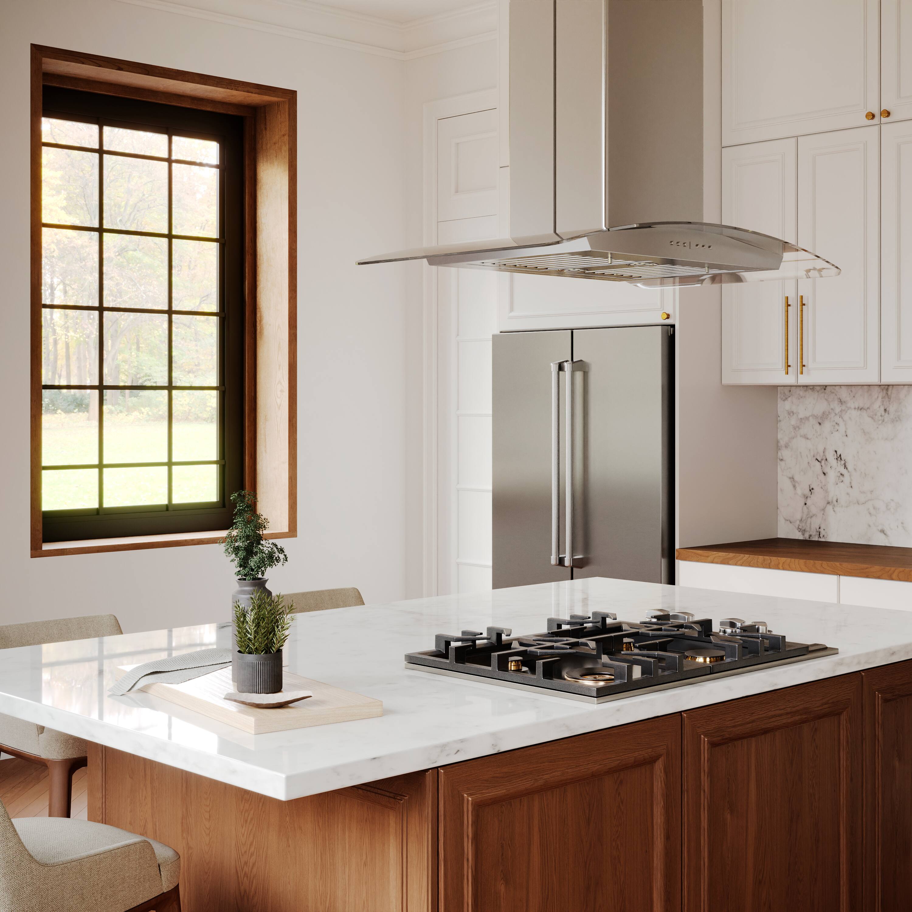 ZLINE Gl5i Island Mount Range Hood in Stainless Steel Glass 30 inch
