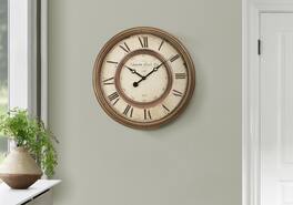 BreeBe - Clocks, 20' Round, Wall Clock, Antique Transitional - Brown