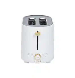 Café - Express Finish 2-Slice Toaster with Extra Wide Slots and 4 Preset Toasting Functions - Matte White