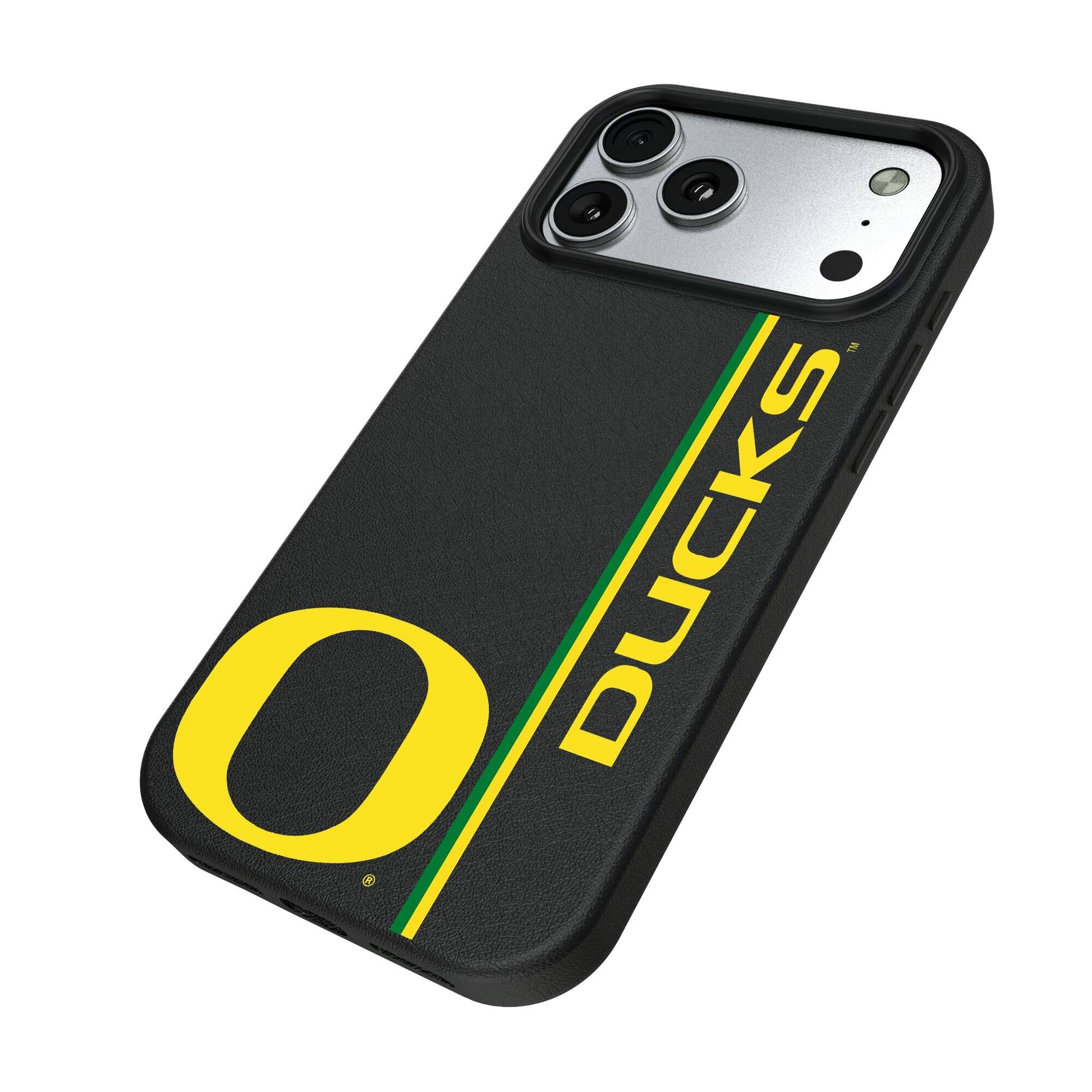 Alt View 1. Keyscaper - Oregon Ducks iPhone Magnetic Bump Case - 15 Pro - Black.