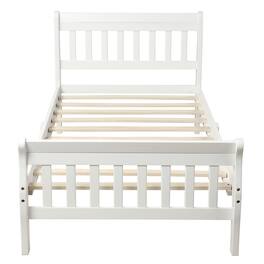 GOODSILO - Modern Solid Wood Twin Platform Bed Frame with Integrated Headboard and Footboard for Minimalist Bedroom Decor - White