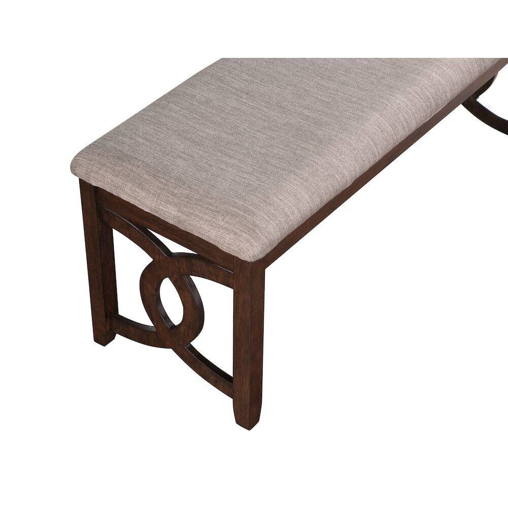 Angle. FurniFact - Brown Cherry Solid Wood 46 Inch Upholstered Bench For Dining Room - Cherry.