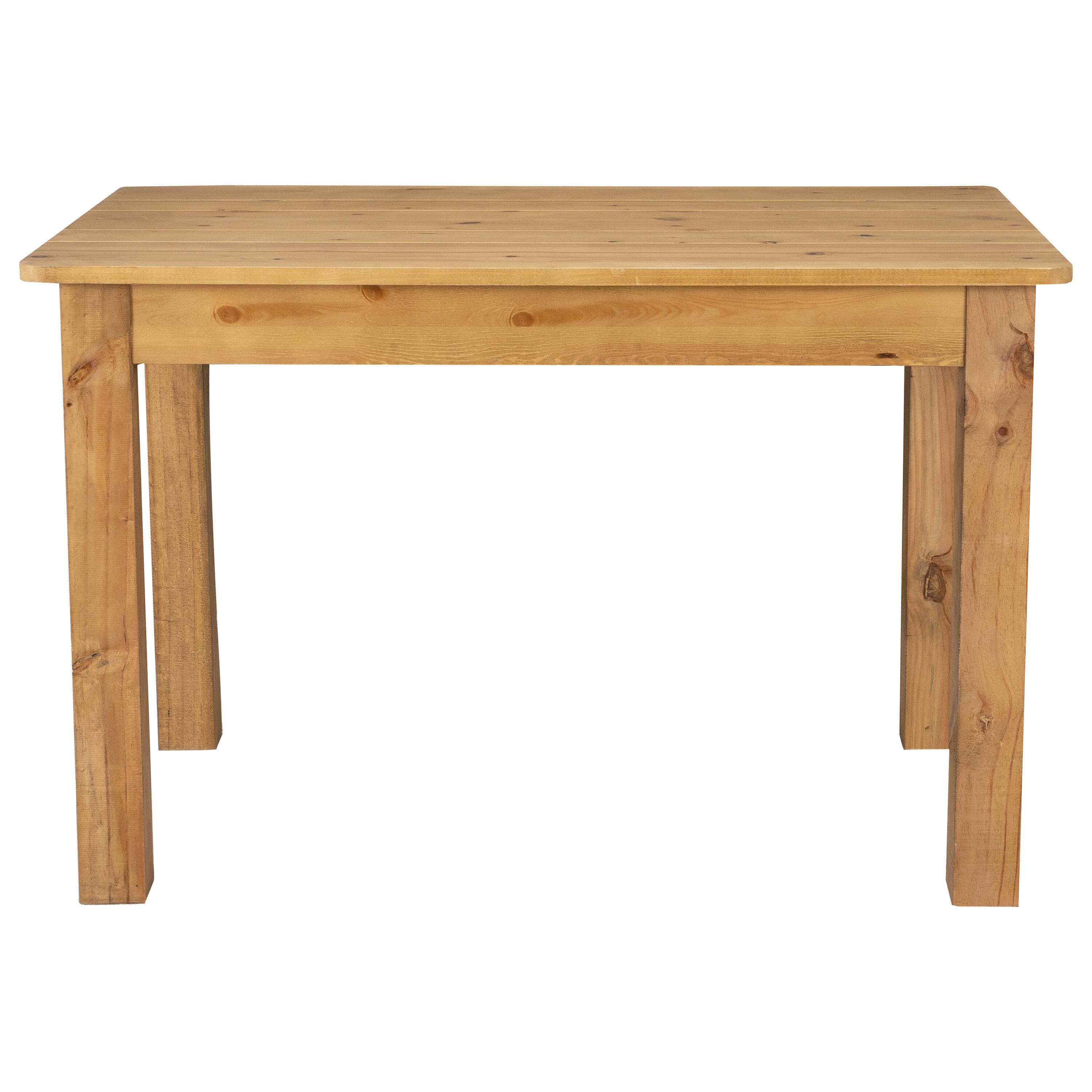 Angle. Flash Furniture - HERCULES 46" x 30" Rectangular Antique Rustic Light Natural Solid Pine Farm Dining Table - Natural.