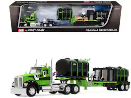 First Gear - Kenworth W900 Day Cab with Demco 42' Liquid Fertilizer Tender Trailer Green and Black 1/64 Model by DCP/First Gear