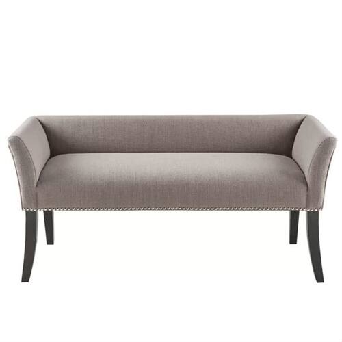 Left. SlickBlue - Modern Upholstered Accent Bench in Mid-Century Style - Grey.