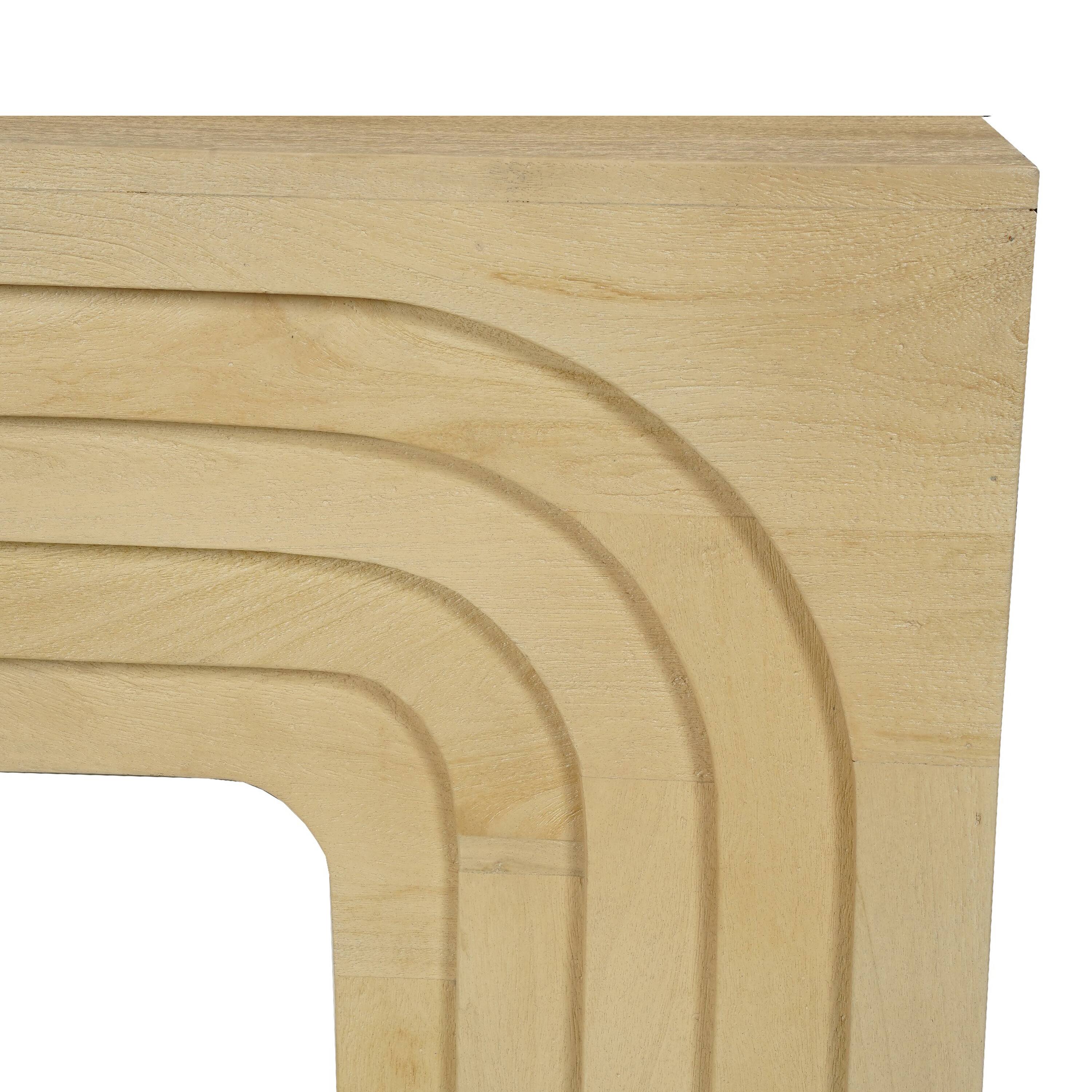 Back. Manhattan Lane - Kesna Console Sofa Table, 53 Inch Sculpted Arch, Light Beige Mango Wood - Beige.