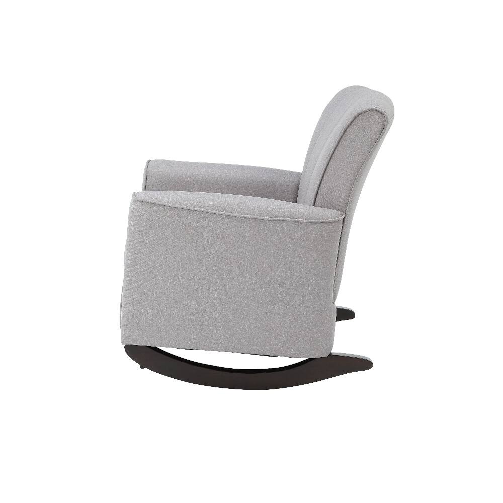 Back. Loheer - Loheer Light Grey Rocking Chair Track Arm Linen Upholstered Pocket Coil Rocker with Wooden Legs for Nursery Living Room - Light Grey.