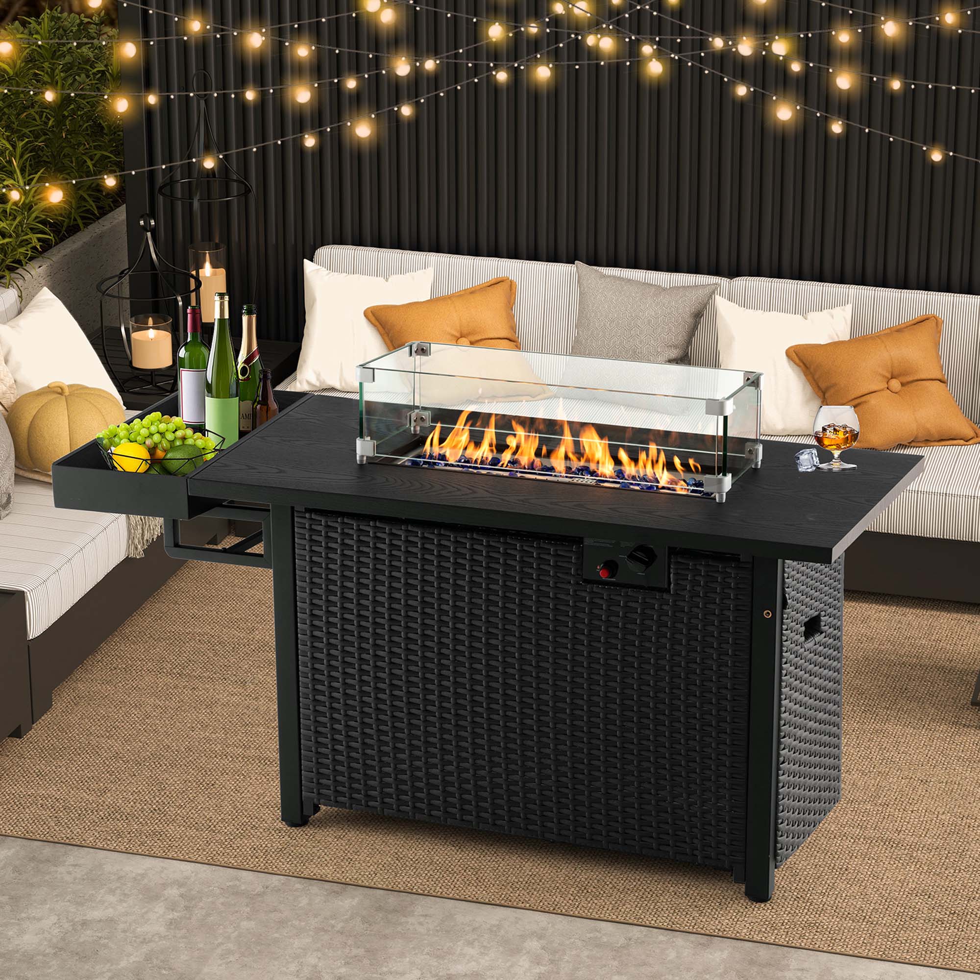 Alt View 1. Costway - Costway 52" Outdoor Gas Fire Pit Table Patio Propane Firepit with Cover 50,000 BTU - Black.