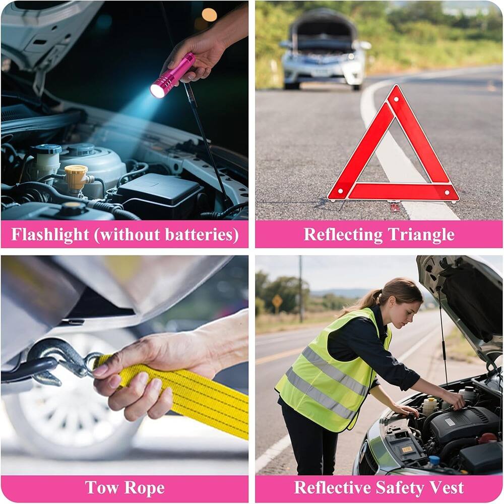 - Flashlight (without batteries)
- Reflecting Triangle
- Tow Rope
- Reflective Safety Vest