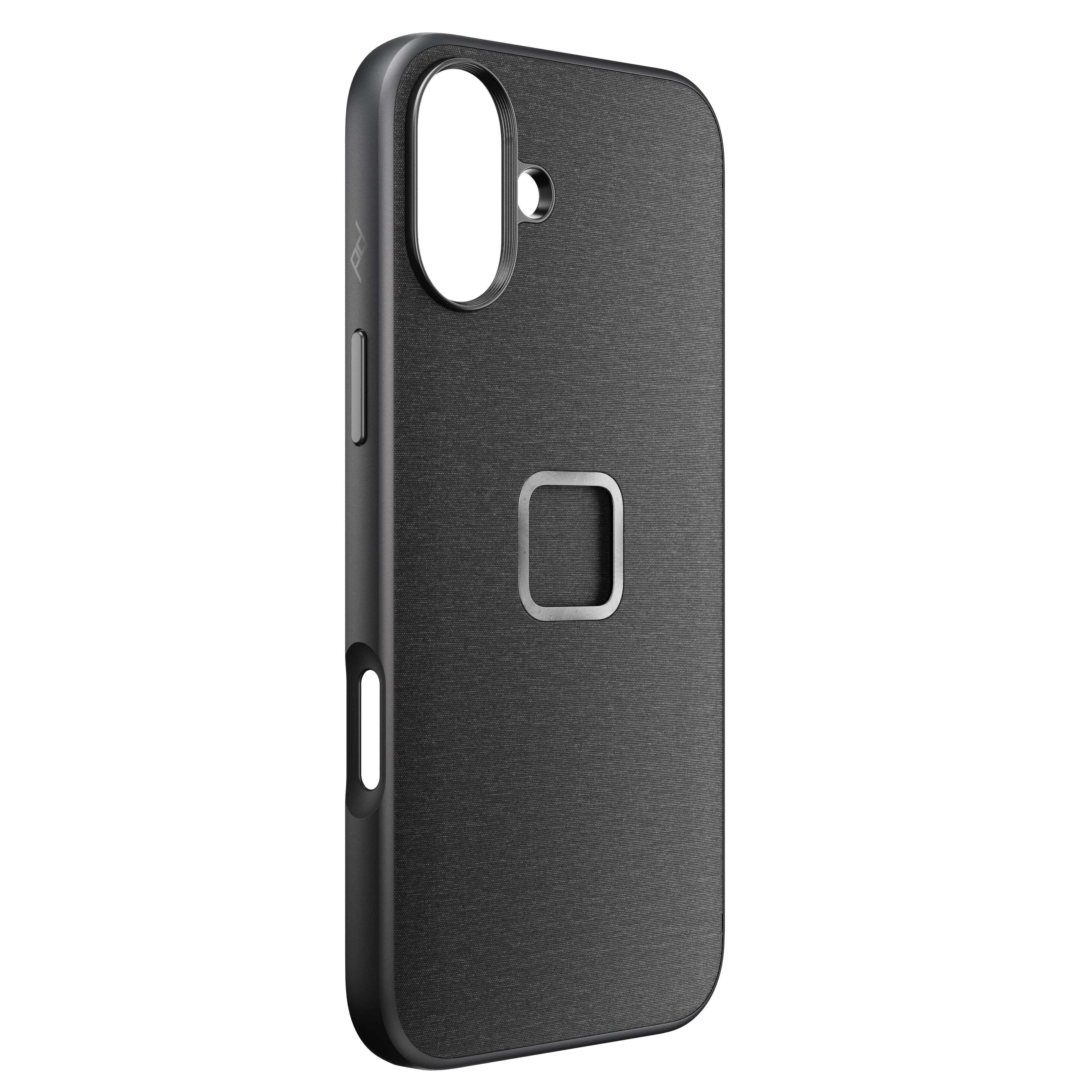 Angle. Peak Design - Everyday Fabric Case for iPhone 16 Plus - Charcoal.