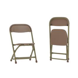 Emma + Oliver - 2 Pack Kids Plastic Folding Chair Daycare Home School Furniture - Brown