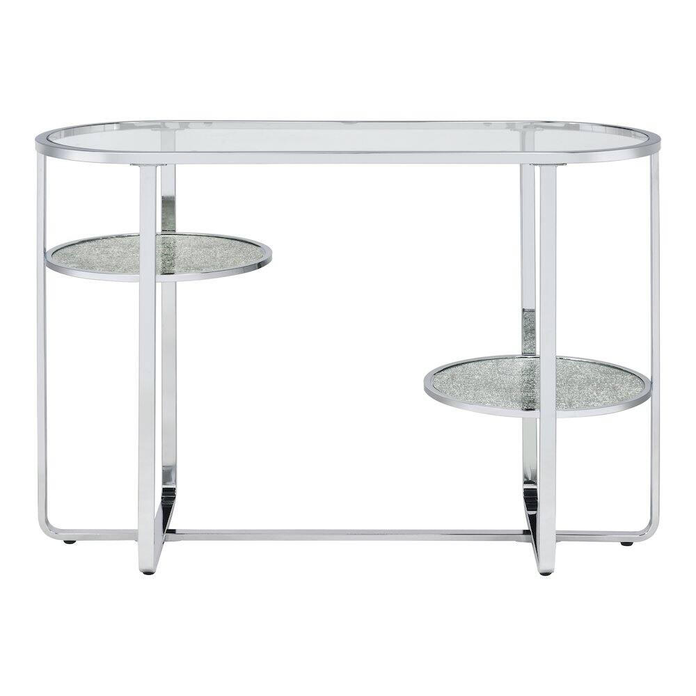 Alt View 1. Furniture of America - Ludington Metal 2-Shelf Sofa Table in Chrome - Silver.