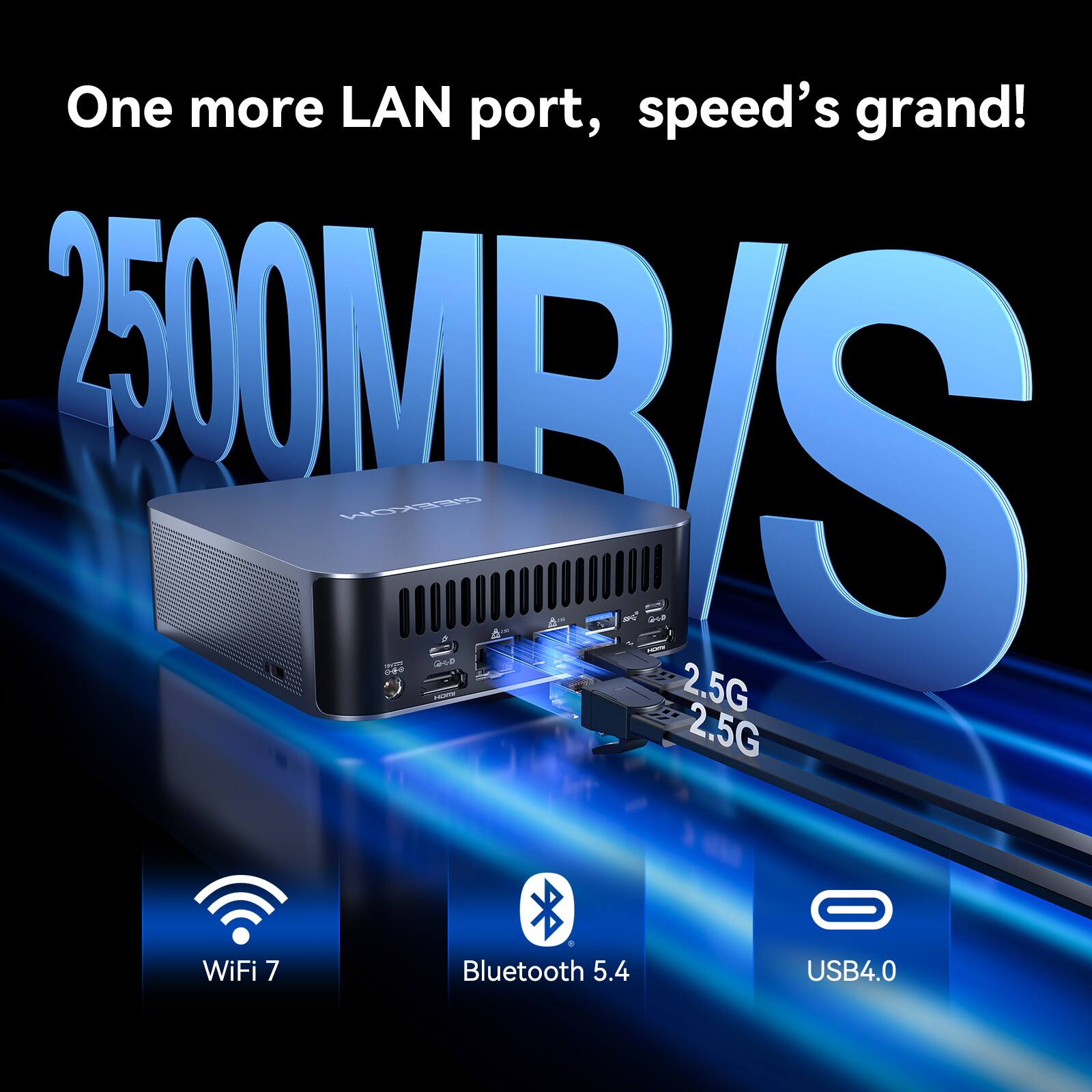 One more LAN port, speed's grand! 2500MB/S 2.5G 2.5G WiFi 7 Bluetooth 5.4 USB4.0