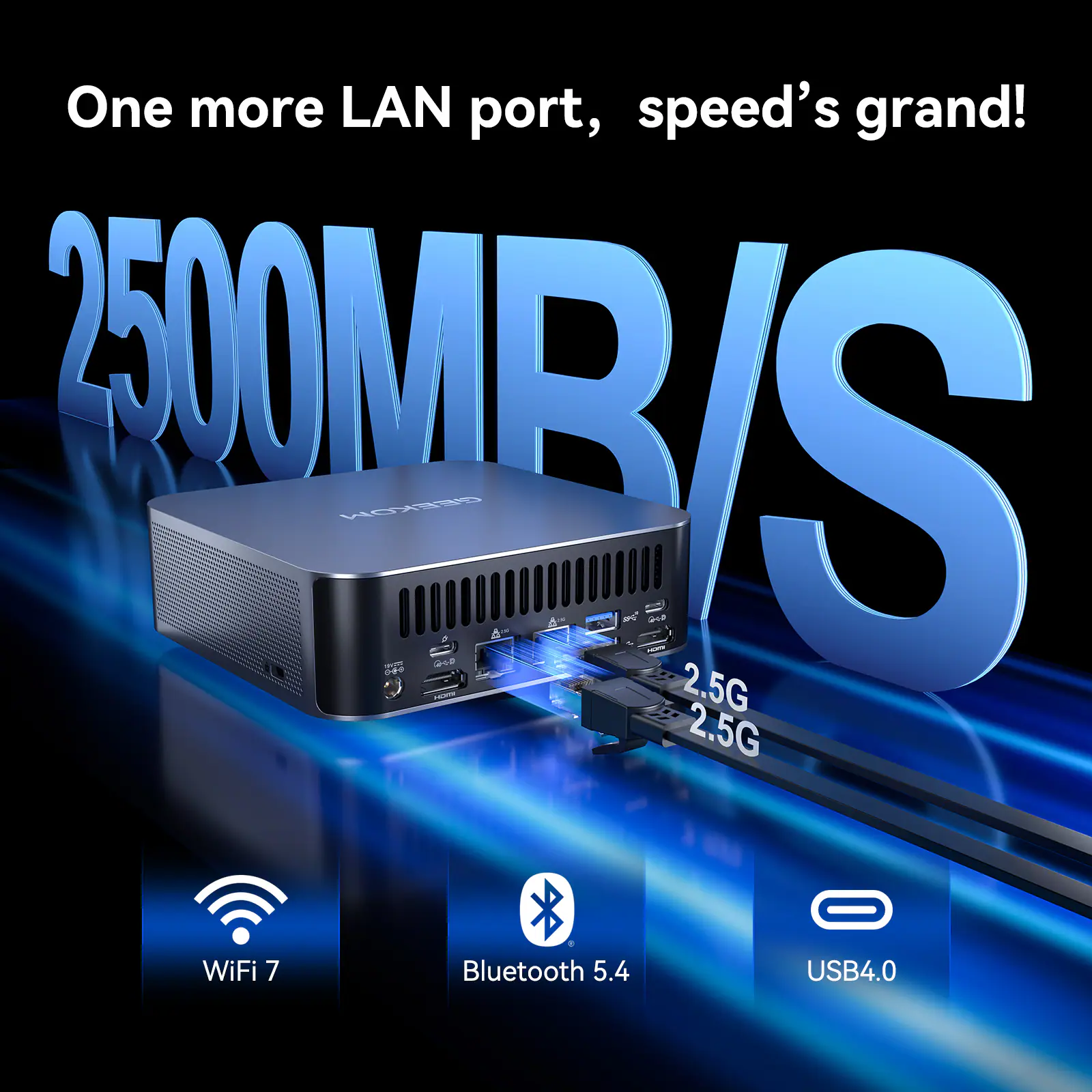One more LAN port, speed's grand! 2500MB/S 2.5G 2.5G WiFi 7 Bluetooth 5.4 USB4.0