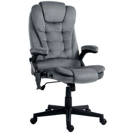 Akoasm - 6 Point Executive Office Chair with Heat, Velvet High Back Vibrating Massage Office Chair - Dark Gray