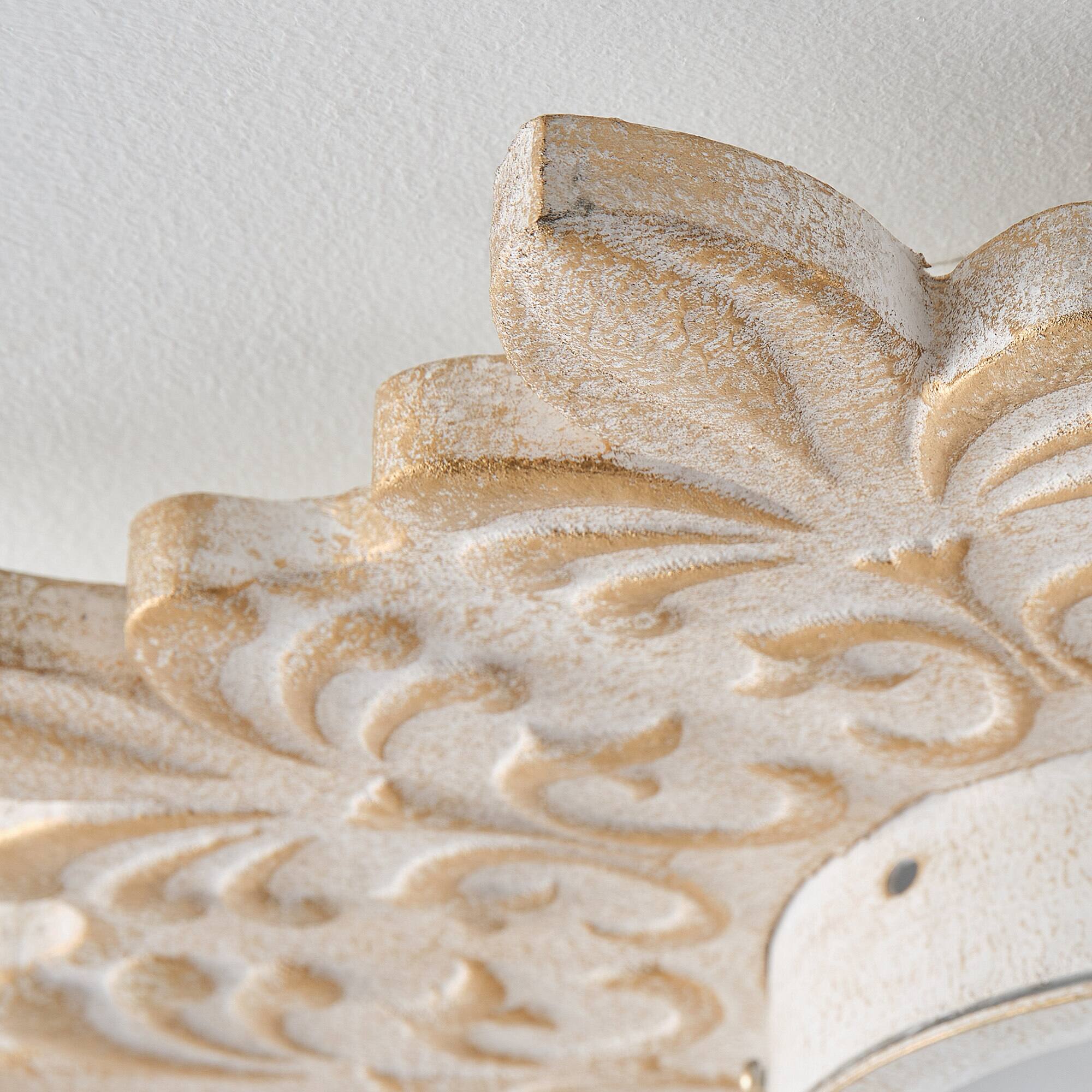 Alt View 5. Parrot Uncle - 21.6 in. Boho Distressed White Wood Dimmable Flush Mount Ceiling Light - Distressed White.