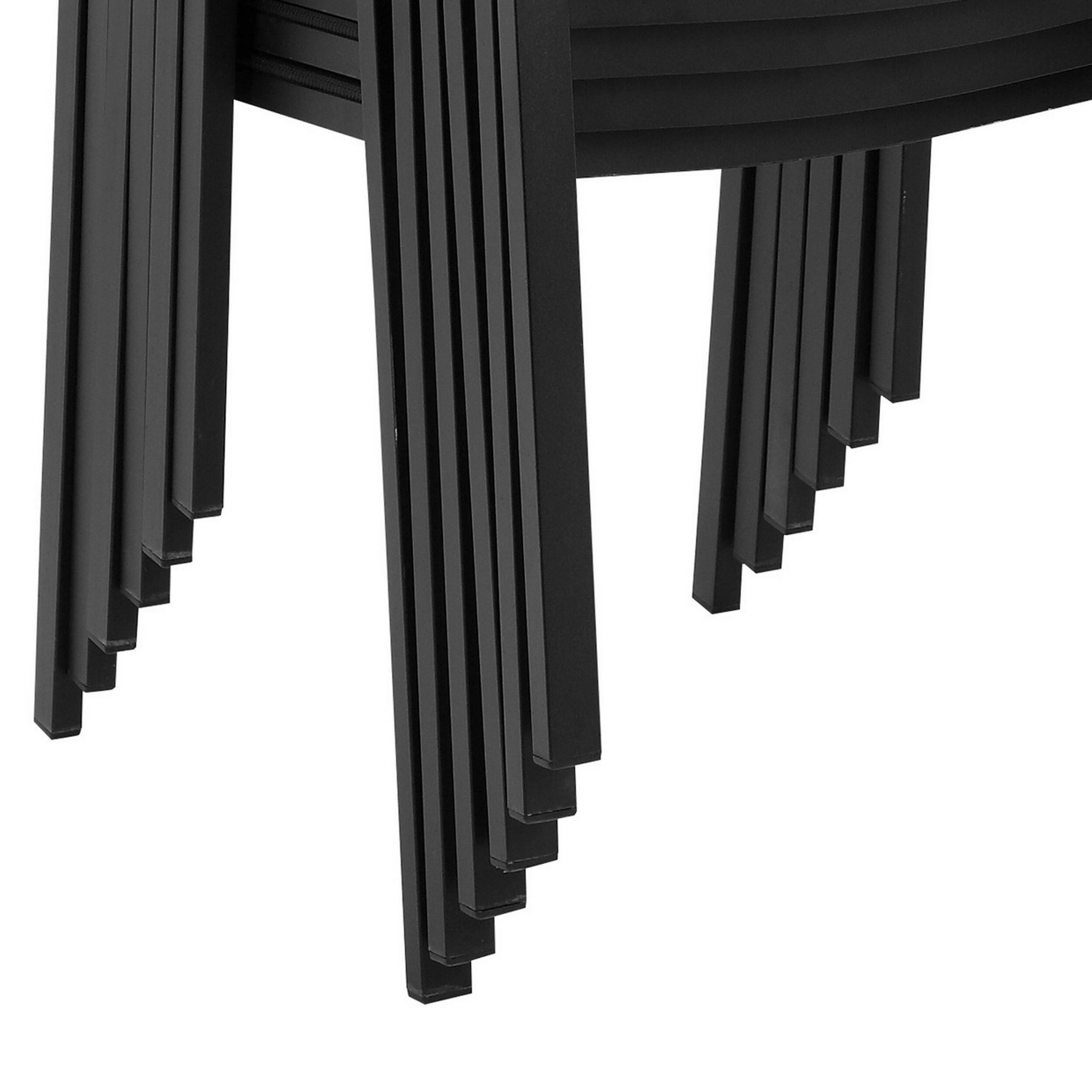 Back. Manhattan Lane - Fifi 21 Inch Set of 6 Dining Chairs,  Aluminum Frame, Easily Stackable - Black.
