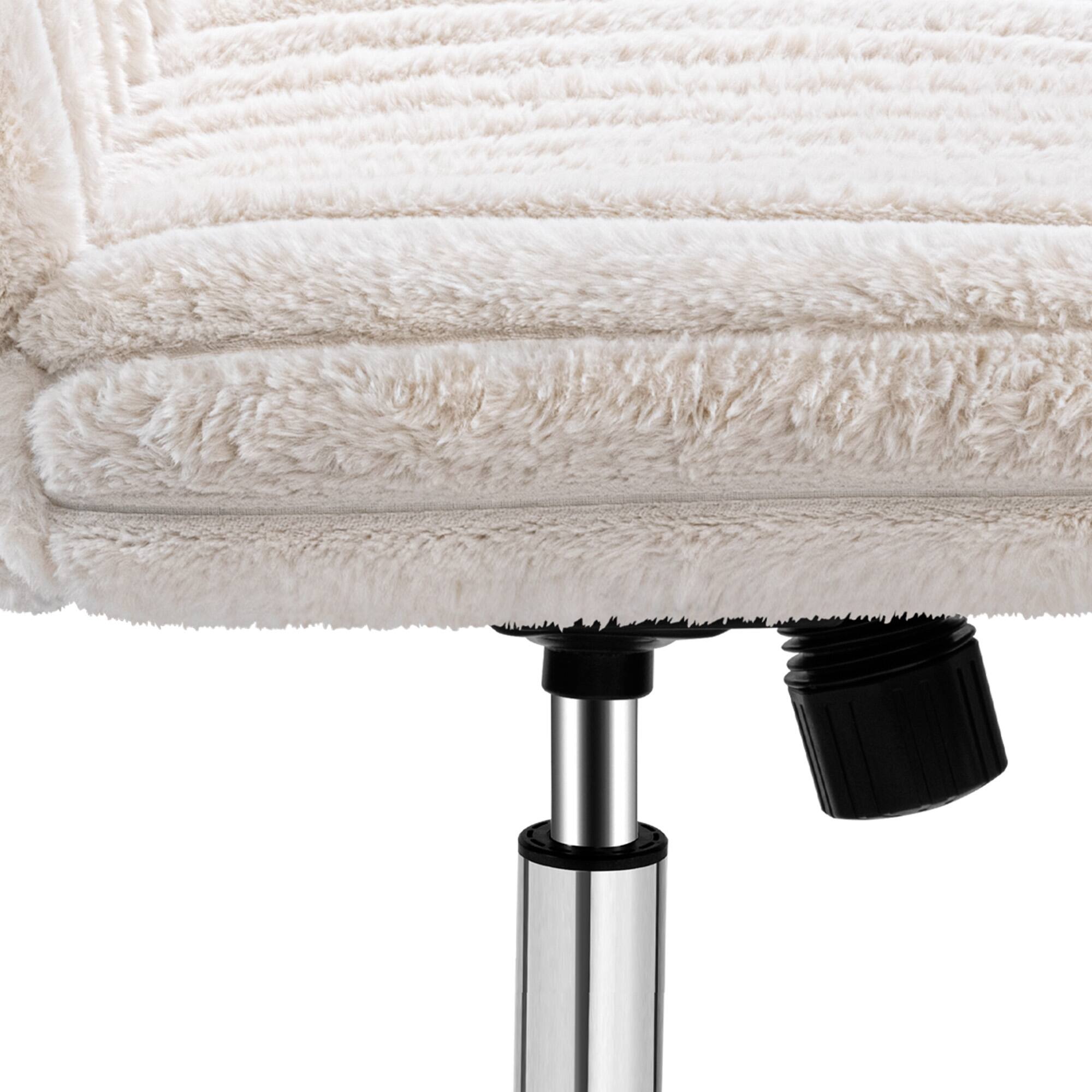 Alt View 5. KERDOM - Wider Seat Criss Cross Chair, Armless Ergonomic Office Chair No Wheels, Soft Velvet Vanity Makeup Chair For Home Bedroom - Beige.